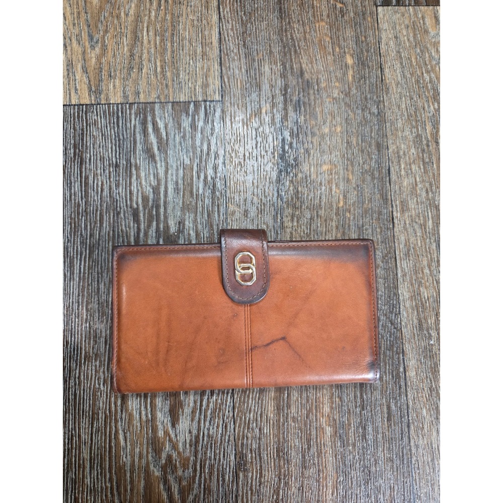 Baronet Vintage Brown Genuine Leather Bifold Wallet Kiss Lock Coin Purse 370